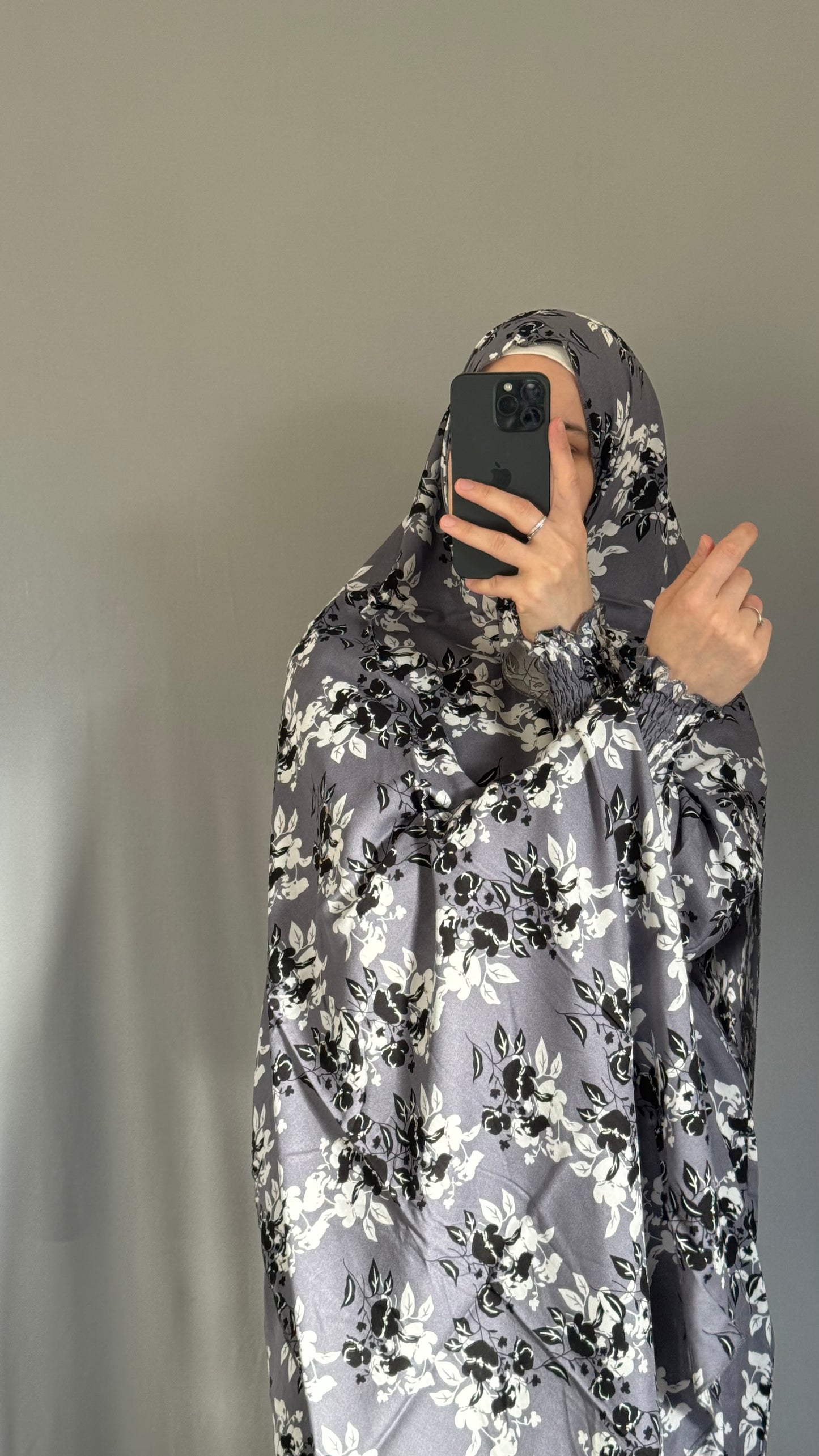 Floral Grey Prayer Dress, Prayer Jilbab, Prayer Abaya, Two Piece Prayer dress muslim, Salah dress, Prayer set, Prayer outfit, Prayer clothes woman, Muslim Prayer dress, Islamic gift