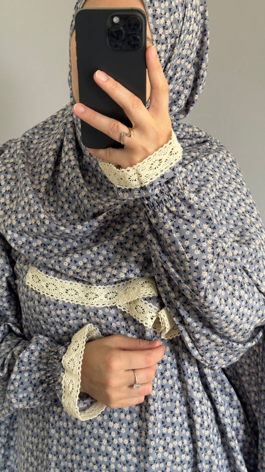 Grey Prayer Dress / Prayer Abaya / muslim one piece prayer garment / Modest prayer outfit / One-size prayer garmen / Prayer Dress with attached Hijab / Salah clothes