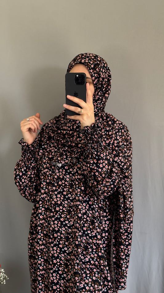 Cotton prayer dress / Modest prayer outfit / Travel-friendly prayer dress / One-size prayer garmen / Hijab-friendly dress for prayer / Prayer Dress with attached Hijab / Prayer Set