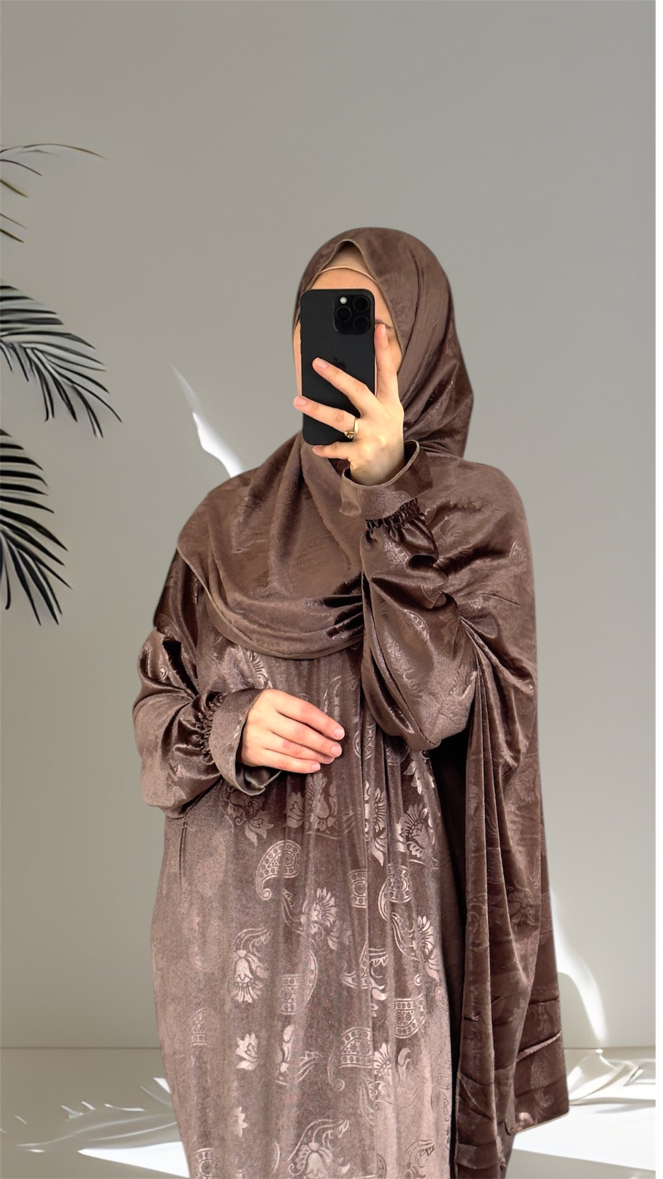 Golden Pink Velvet Warm Prayer Dress, Prayer clothes for women, Islamic Prayer dress, Prayer Outfit, Prayer Set, Prayer Hijab, Salah dress, Islamic Gift, Muslim clothing, Prayer abaya