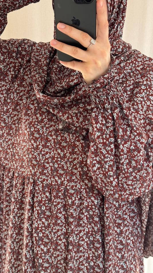 Brown Cotton Prayer Dress - with gathers under chest (Copy)