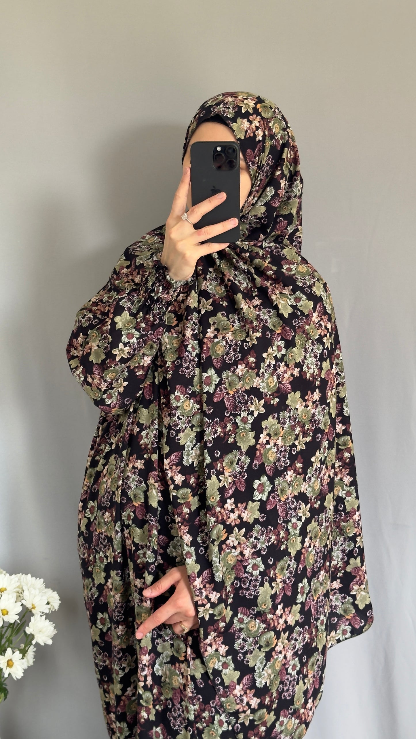 Floral Prayer Dress / Prayer Abaya / muslim one piece prayer garment / Modest prayer outfit / Travel-friendly prayer dress / Prayer Dress with attached Hijab / Salah clothes / Prayer Wear