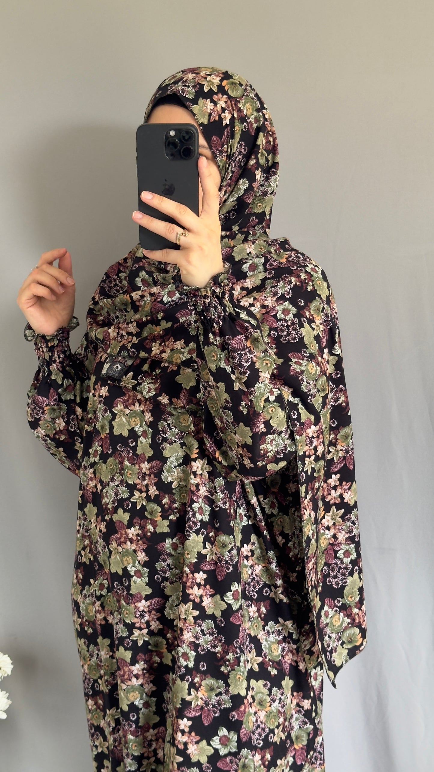 Floral Prayer Dress / Prayer Abaya / muslim one piece prayer garment / Modest prayer outfit / Travel-friendly prayer dress / Prayer Dress with attached Hijab / Salah clothes / Prayer Wear