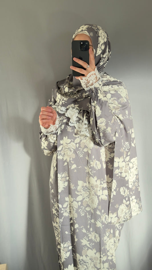 Grey Cotton Prayer Dress, Prayer clothes for women, Islamic Prayer dress, Prayer Outfit, Prayer Set, Prayer Hijab, Salah dress, Islamic Gift, Muslim clothing, Prayer abaya, Ramadan Dress