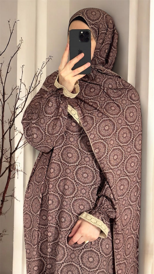 Brown Prayer Dress / Islamic Essentials / Prayer Dress / Overhead Abaya / Prayer Abaya Set / Prayer Dress for Woman / Prayer Clothes Muslim / Prayer Gown / Prayer Outfit/ Salah Dress / Namaz Dress / eid gift