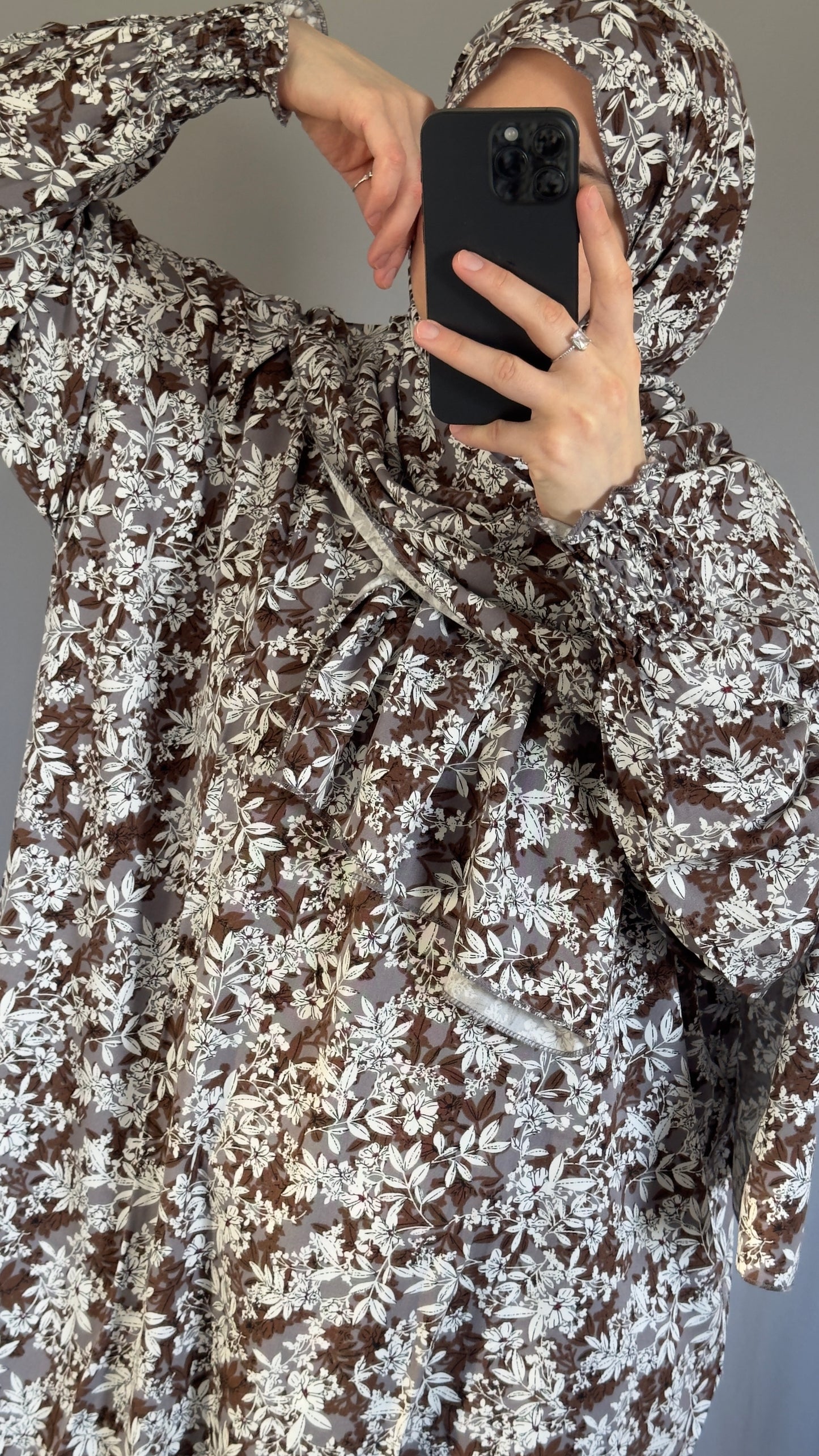 Floral Cotton Muslim Prayer Dress Set – Modest Ramadan Outfit with Hijab, Abaya & Salah Dress for Women | Islamic Gift Idea