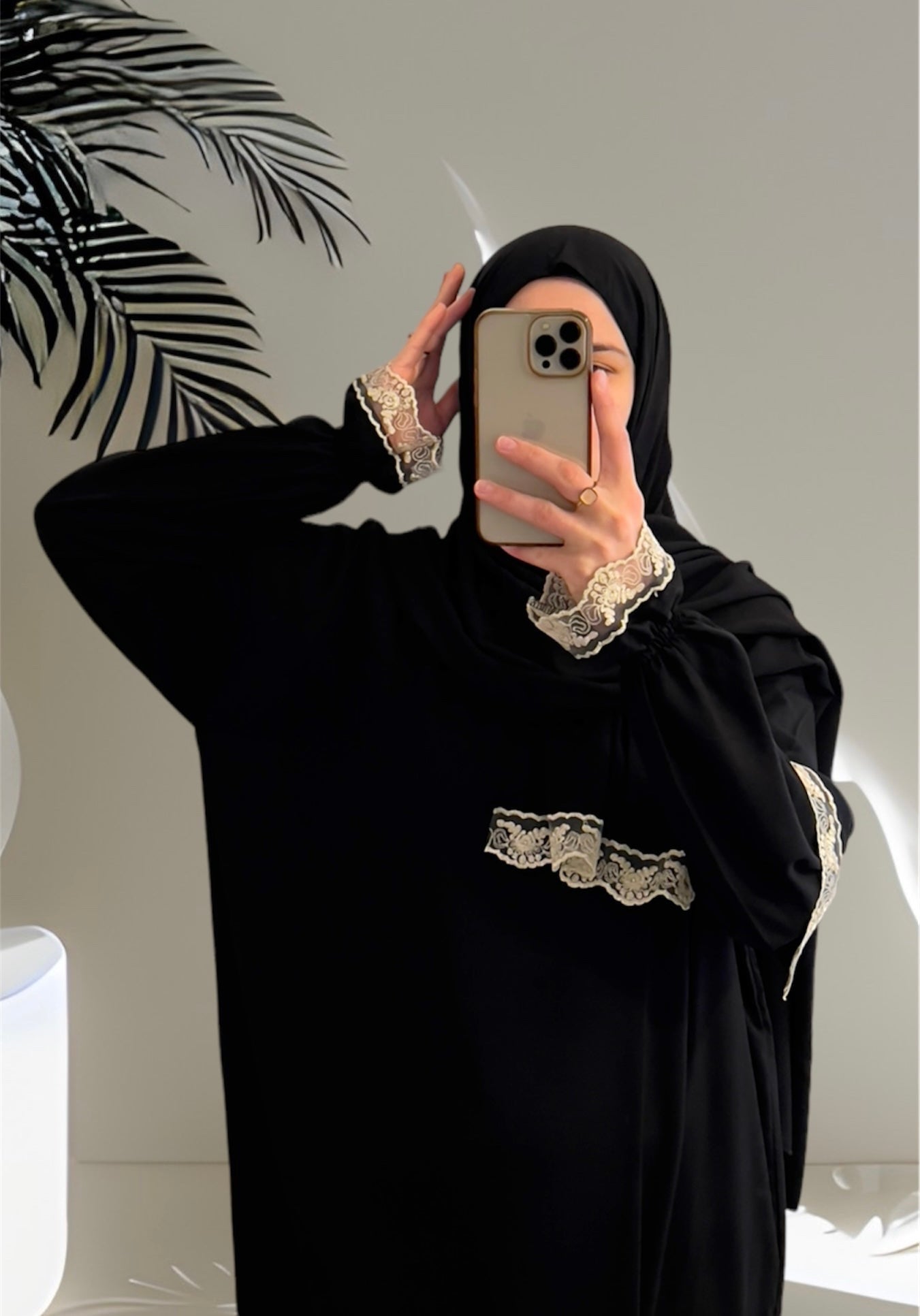 Black Prayer Dress with Golden Lace/ Overhead Abaya / Prayer Abaya Set / Prayer Dress for Woman / Prayer Clothes Muslim / Prayer Gown / Prayer Outfit/ Salah Dress / Namaz Dress