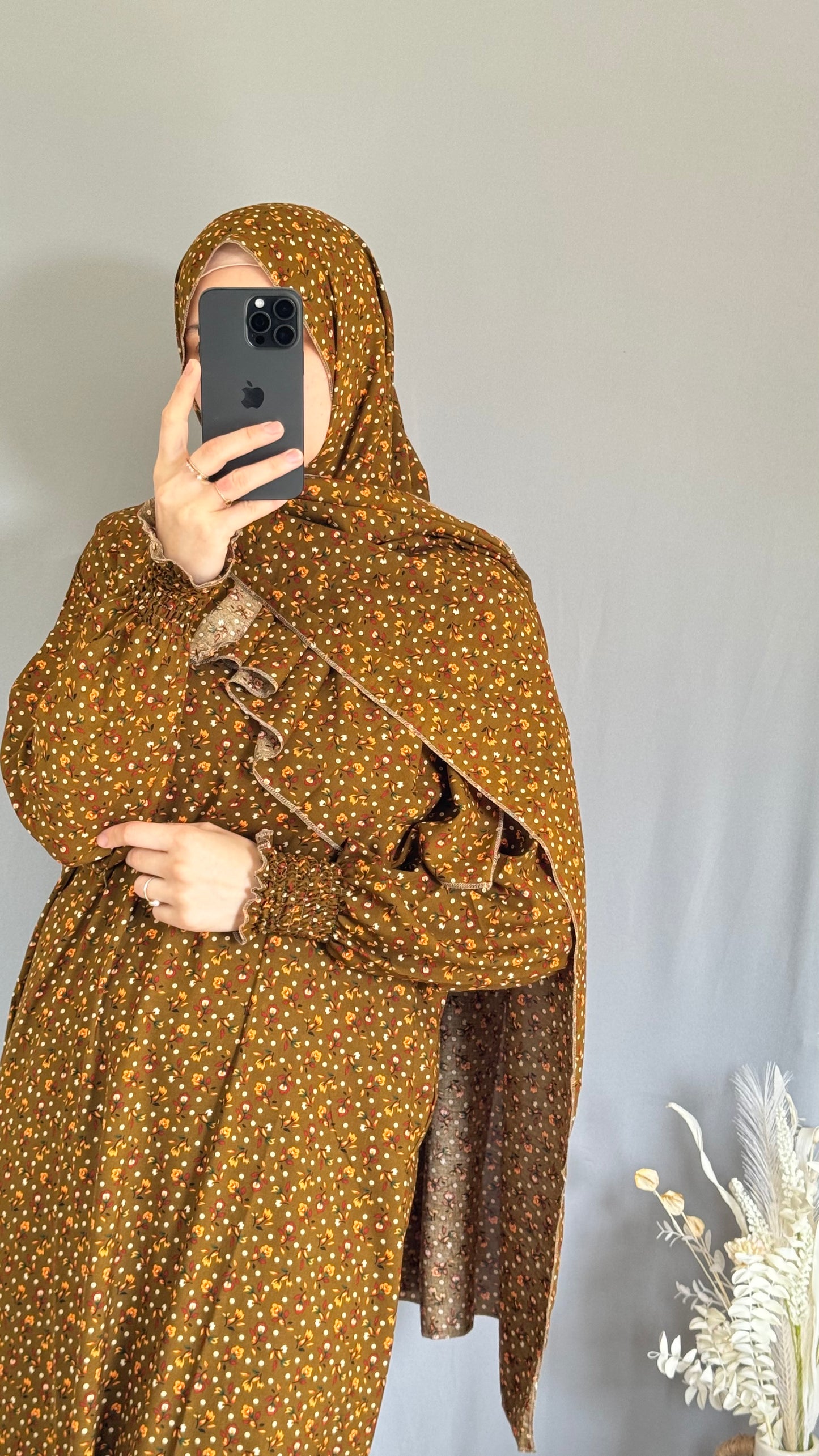 Elegant Prayer Dress, Prayer Outfit, Maxi Dress, Khimar, Islamic Dress, Prayer Abaya, Prayer set, Islamic gift, Abaya & Hijab, Yellow prayer veil