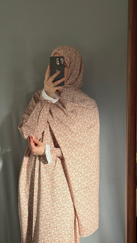 Floral Pink Prayer Dress, Prayer clothes for women, Islamic Prayer dress, Prayer Outfit, Prayer Set, Prayer Hijab, Salah dress, Islamic Gift, Muslim clothing, Prayer abaya