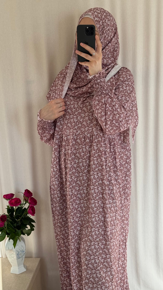 Pink Cotton Prayer Dress - with gathers under chest
