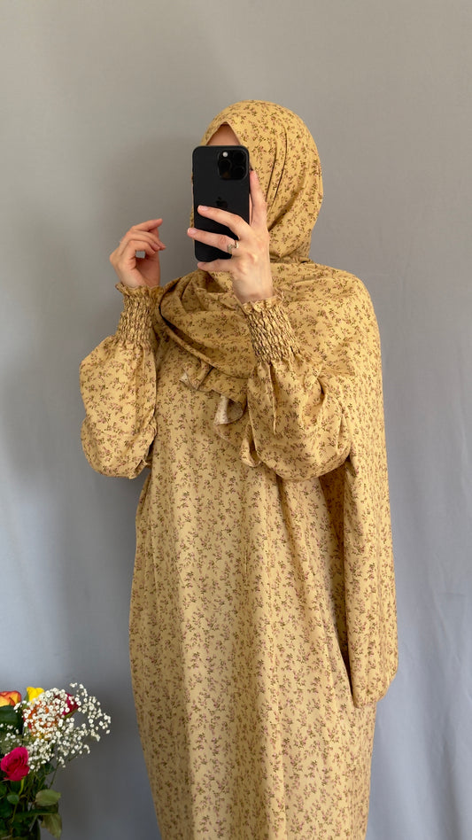 Beige Cotton Prayer Dress, Prayer clothes for women, Islamic Prayer dress, Prayer Outfit, Prayer Set, Prayer Hijab, Salah dress, Islamic Gift, Muslim clothing, Prayer abaya