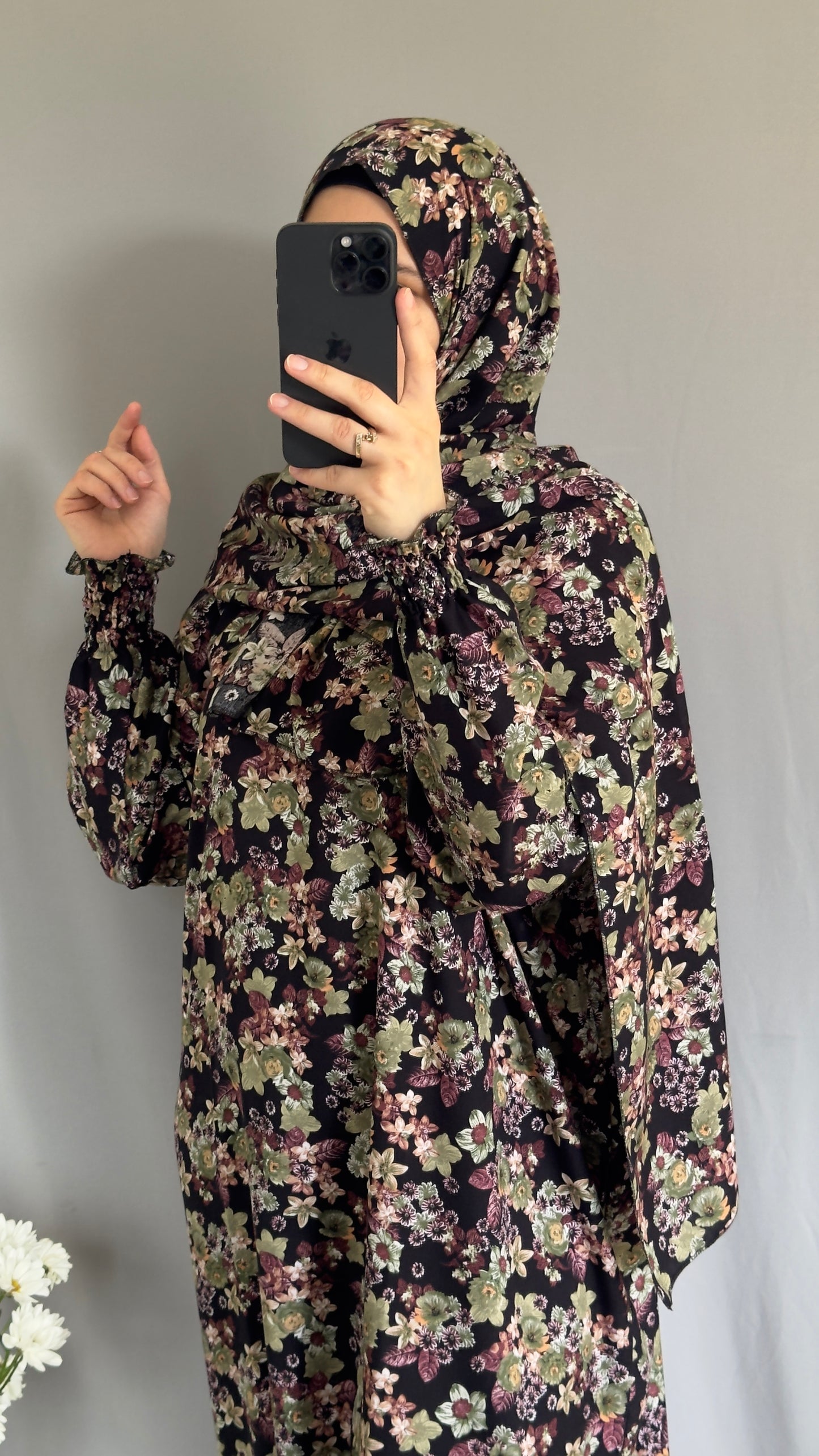 Floral Prayer Dress / Prayer Abaya / muslim one piece prayer garment / Modest prayer outfit / Travel-friendly prayer dress / Prayer Dress with attached Hijab / Salah clothes / Prayer Wear