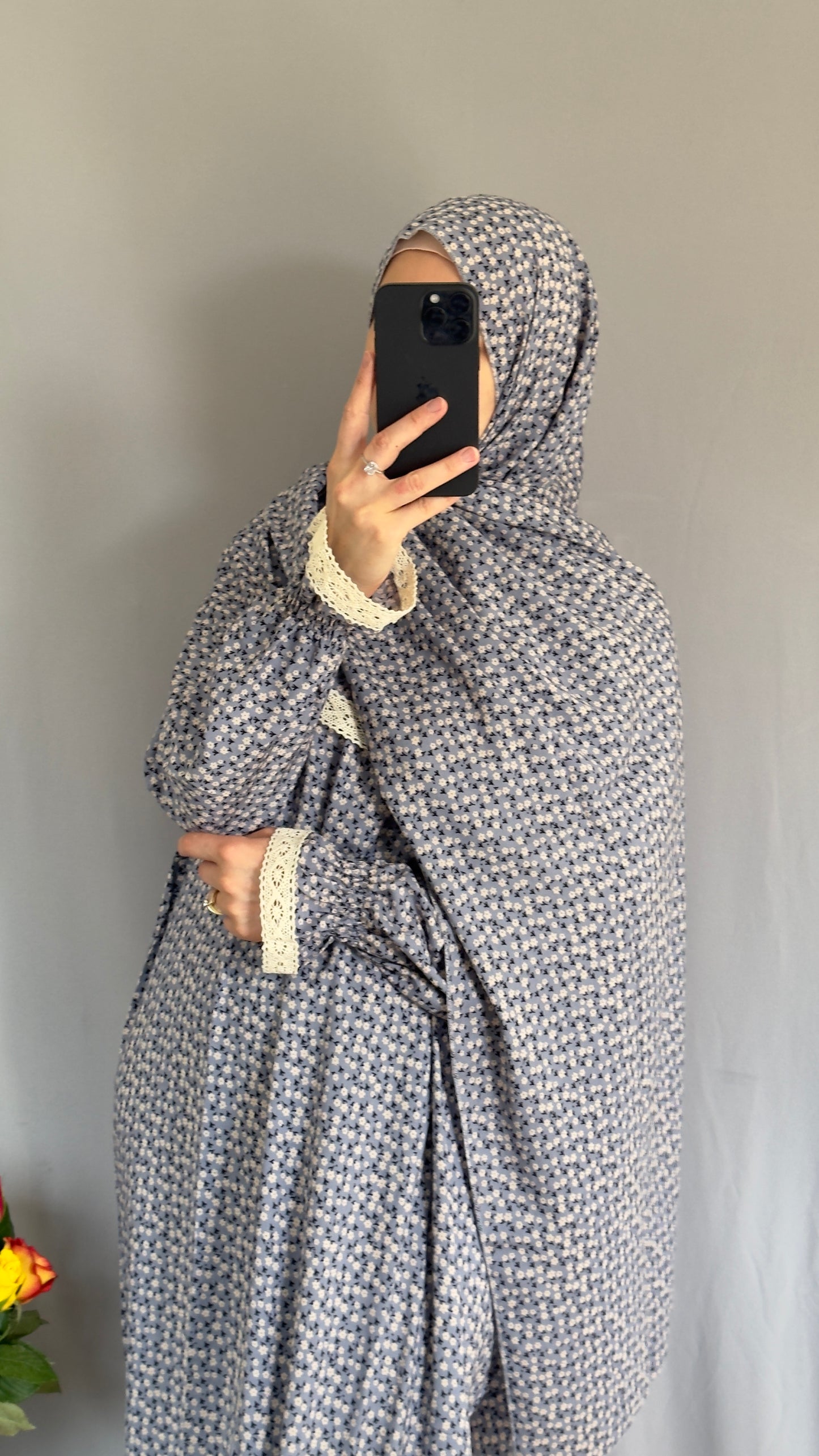 Grey Prayer Dress / Prayer Abaya / muslim one piece prayer garment / Modest prayer outfit / One-size prayer garmen / Prayer Dress with attached Hijab / Salah clothes