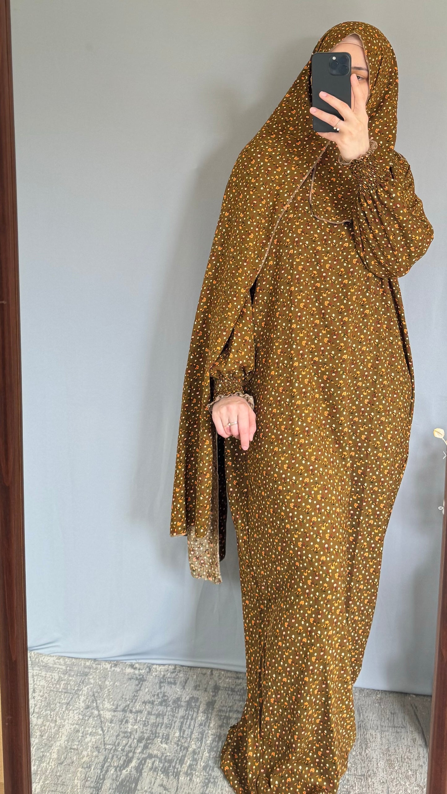 Elegant Prayer Dress, Prayer Outfit, Maxi Dress, Khimar, Islamic Dress, Prayer Abaya, Prayer set, Islamic gift, Abaya & Hijab, Yellow prayer veil