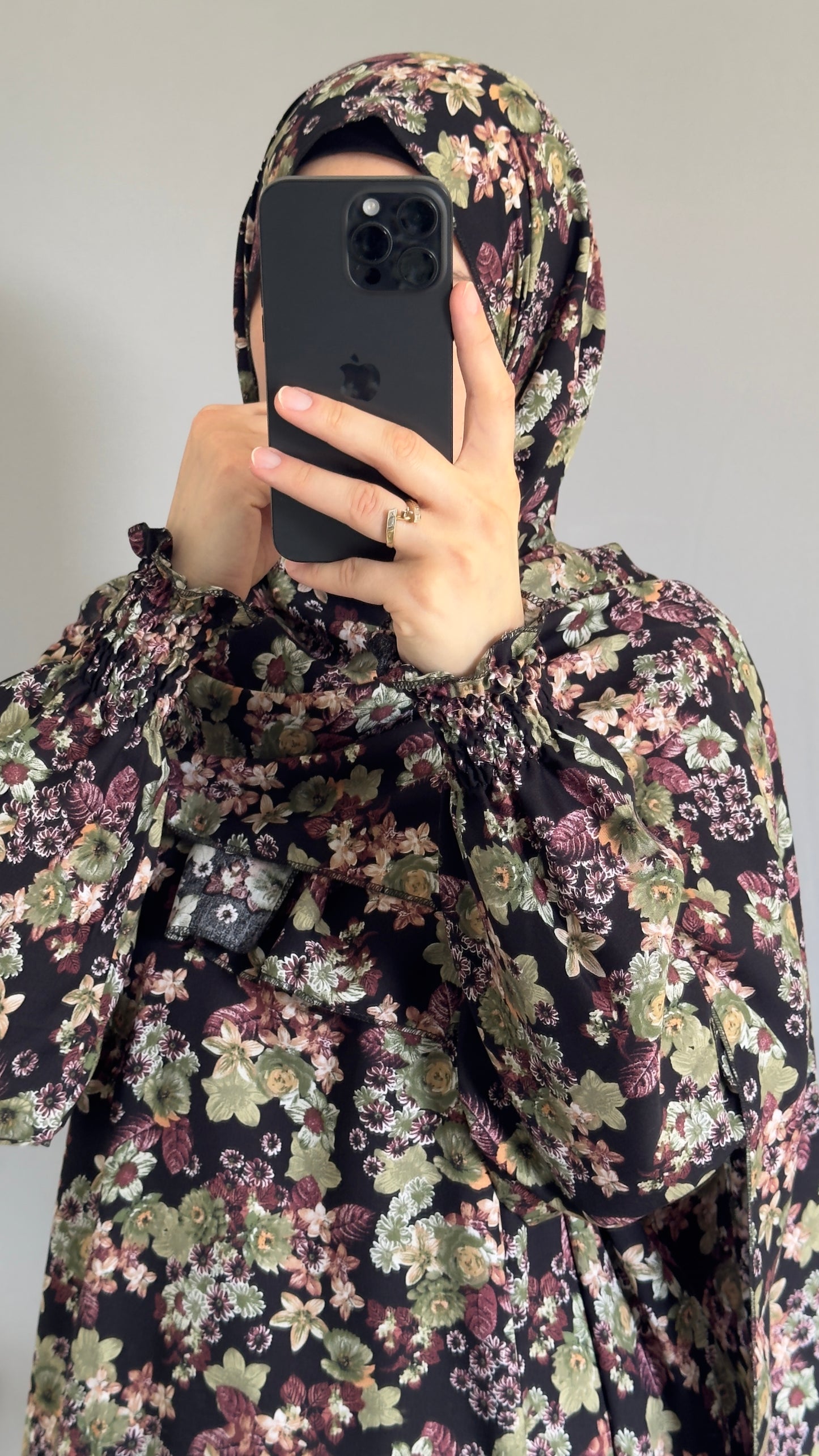 Floral Prayer Dress / Prayer Abaya / muslim one piece prayer garment / Modest prayer outfit / Travel-friendly prayer dress / Prayer Dress with attached Hijab / Salah clothes / Prayer Wear