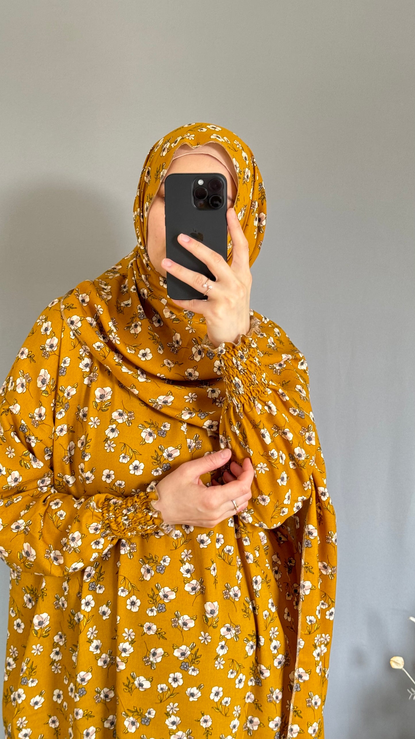 Elegant Prayer Dress, Prayer Outfit, Maxi Dress, Khimar, Islamic Dress, Prayer Abaya, Prayer set, Islamic gift, Abaya & Hijab, Yellow prayer veil