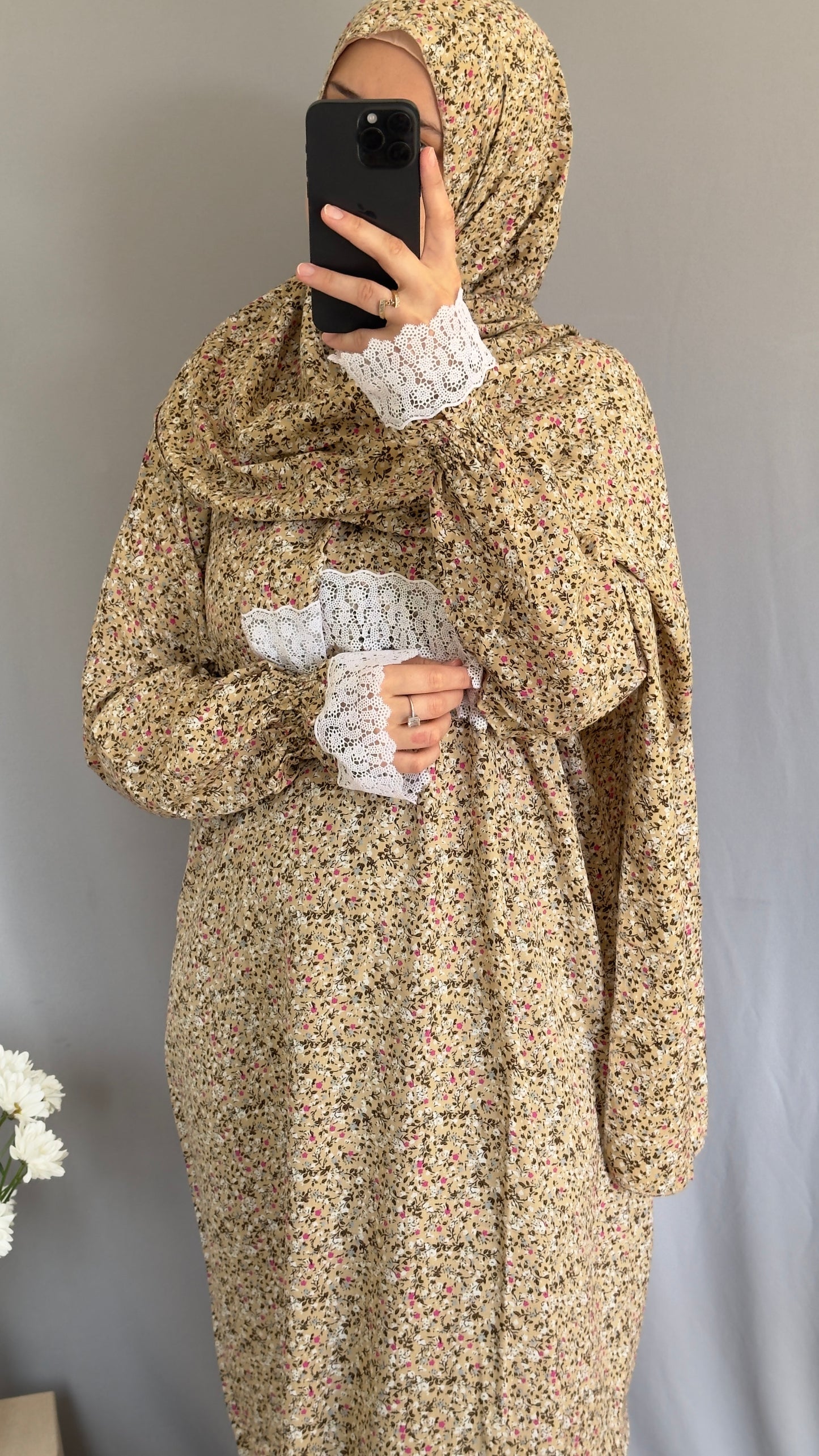 Beige Prayer Dress, Prayer Outfit, Maxi Dress, Khimar, Islamic Dress, Prayer Abaya, Prayer set, Islamic gift, PrayerHijab, Umrah Abaya, Ramadan Abaya, One Size Prayer Dress