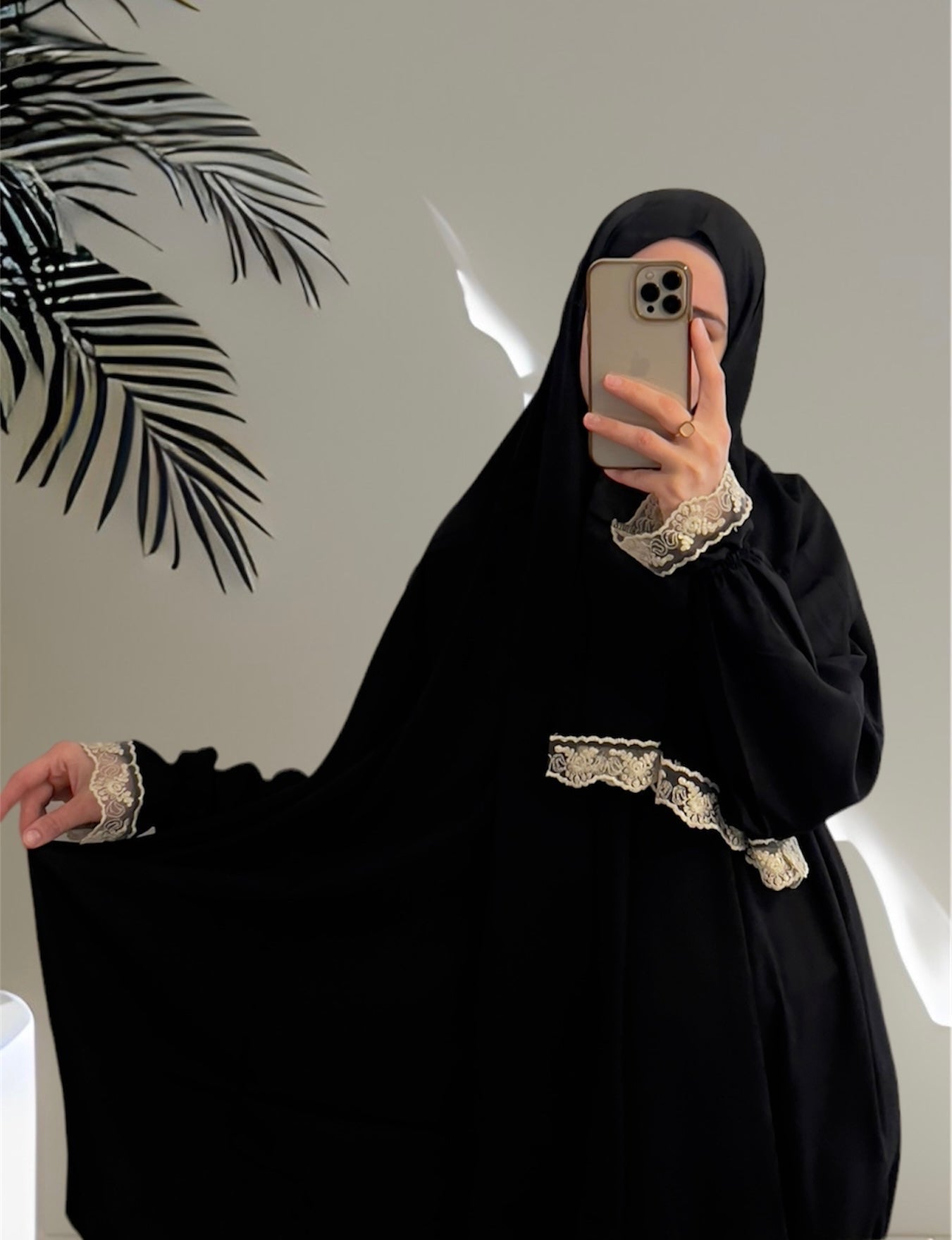 Black Prayer Dress with Golden Lace/ Overhead Abaya / Prayer Abaya Set / Prayer Dress for Woman / Prayer Clothes Muslim / Prayer Gown / Prayer Outfit/ Salah Dress / Namaz Dress