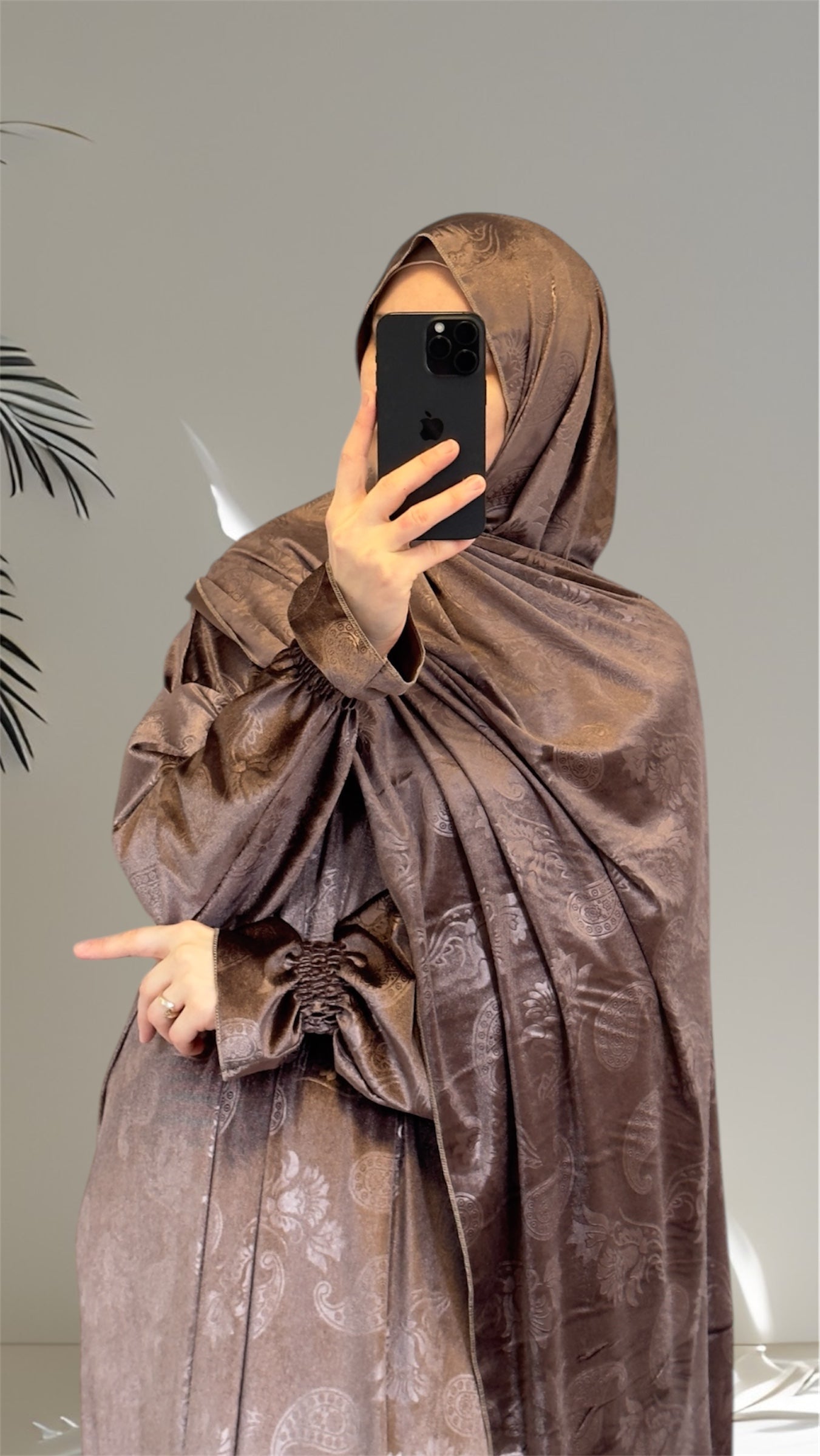 Golden Pink Velvet Warm Prayer Dress, Prayer clothes for women, Islamic Prayer dress, Prayer Outfit, Prayer Set, Prayer Hijab, Salah dress, Islamic Gift, Muslim clothing, Prayer abaya