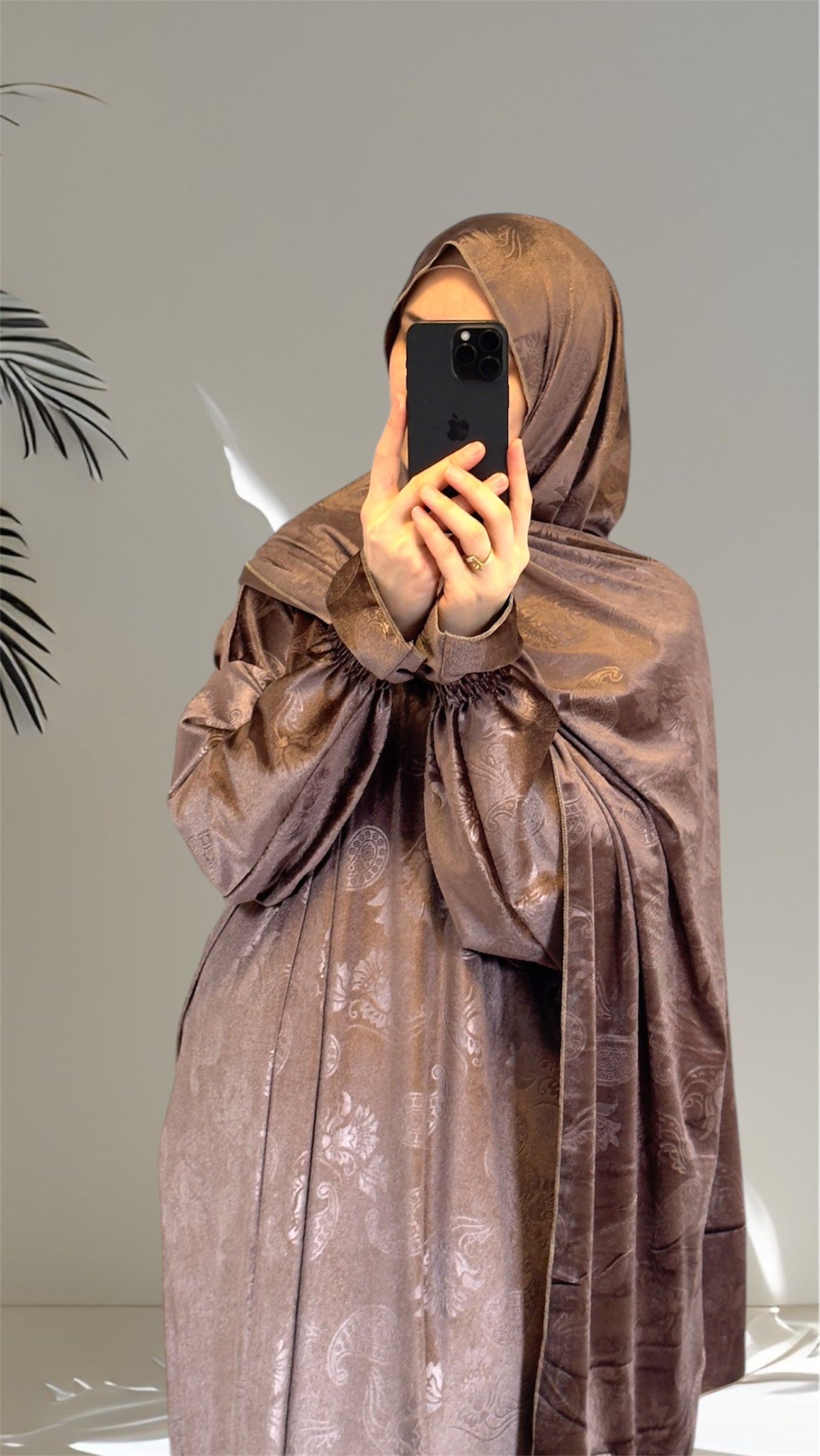 Golden Pink Velvet Warm Prayer Dress, Prayer clothes for women, Islamic Prayer dress, Prayer Outfit, Prayer Set, Prayer Hijab, Salah dress, Islamic Gift, Muslim clothing, Prayer abaya