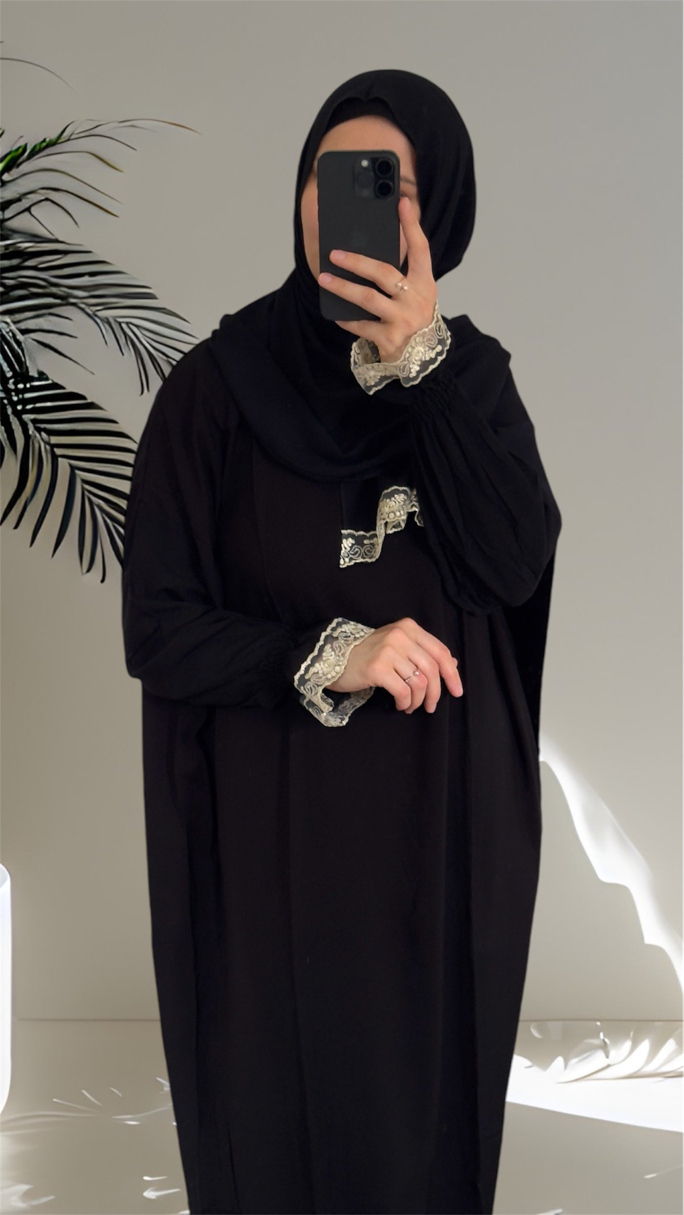 Black Prayer Dress with Golden Lace/ Overhead Abaya / Prayer Abaya Set / Prayer Dress for Woman / Prayer Clothes Muslim / Prayer Gown / Prayer Outfit/ Salah Dress / Namaz Dress