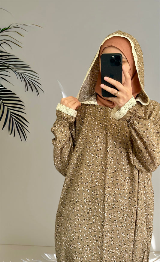 Beige Hooded One Piece Prayer Dress/ Muslim Women Prayer Dress, One Piece Prayer dress, Islamic gifts, Salah dress, Prayer set, Prayer outfit,Prayer clothes for women, Islamic Prayer dress, Abaya
