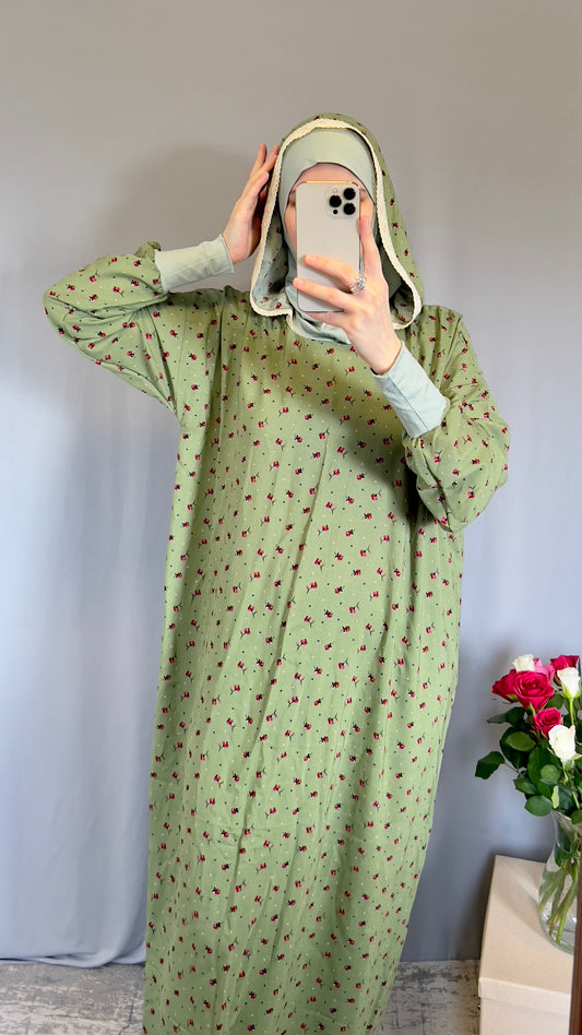 Prayer Dress / Eid gift set / clothes for prayer / plus size one piece prayer clothes / cotton prayer robe/ prayer abaya ,Hooded Prayer Dress