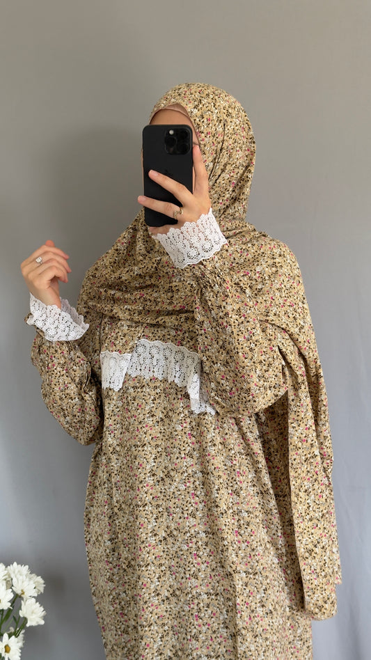 Beige Prayer Dress, Prayer Outfit, Maxi Dress, Khimar, Islamic Dress, Prayer Abaya, Prayer set, Islamic gift, PrayerHijab, Umrah Abaya, Ramadan Abaya, One Size Prayer Dress