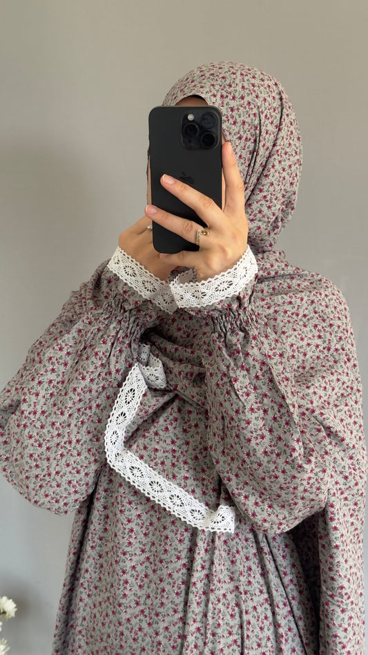 Cotton prayer dress / Modest prayer outfit / Travel-friendly prayer dress / One-size prayer garmen / Hijab-friendly dress for prayer / Prayer Dress with attached Hijab / Prayer Set