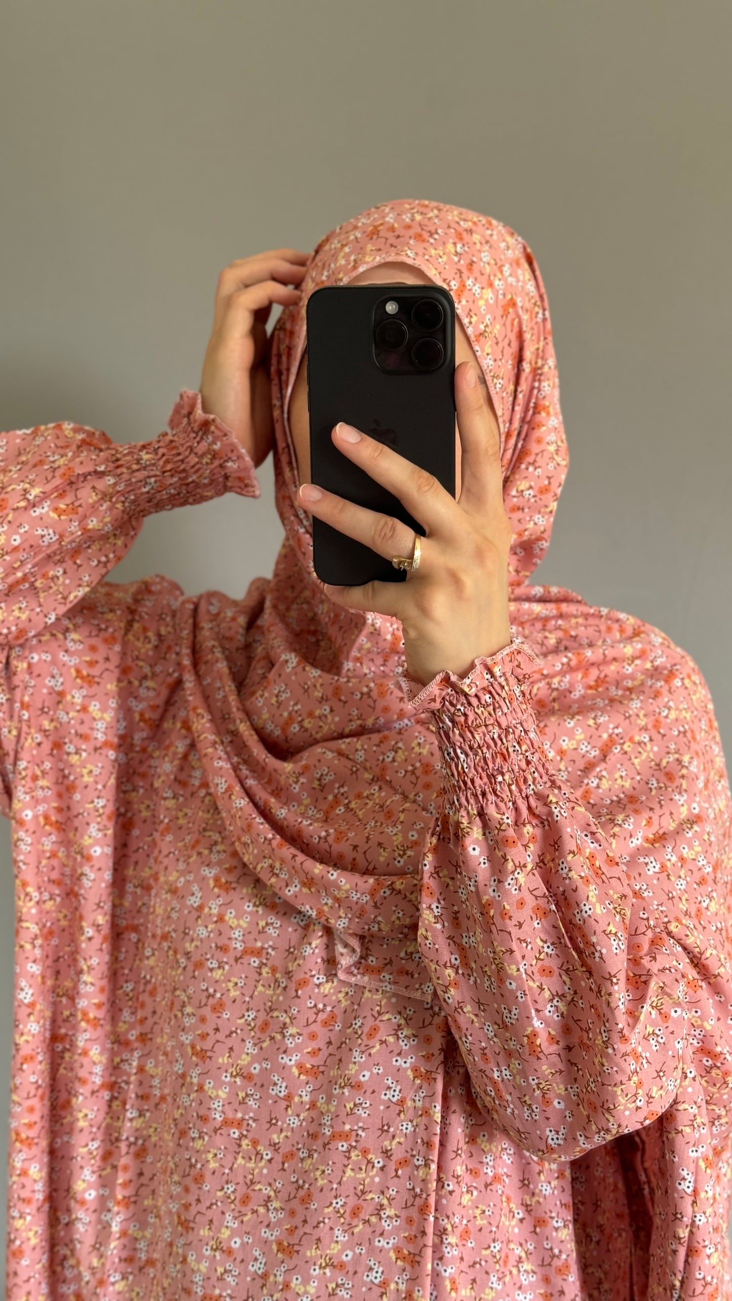 Pink Cotton Prayer Dress / muslim one piece prayer garment / Modest prayer outfit / Travel-friendly prayer dress / One-size prayer garmen / Hijab-friendly dress for prayer / Prayer Dress with attached Hijab / Prayer Set