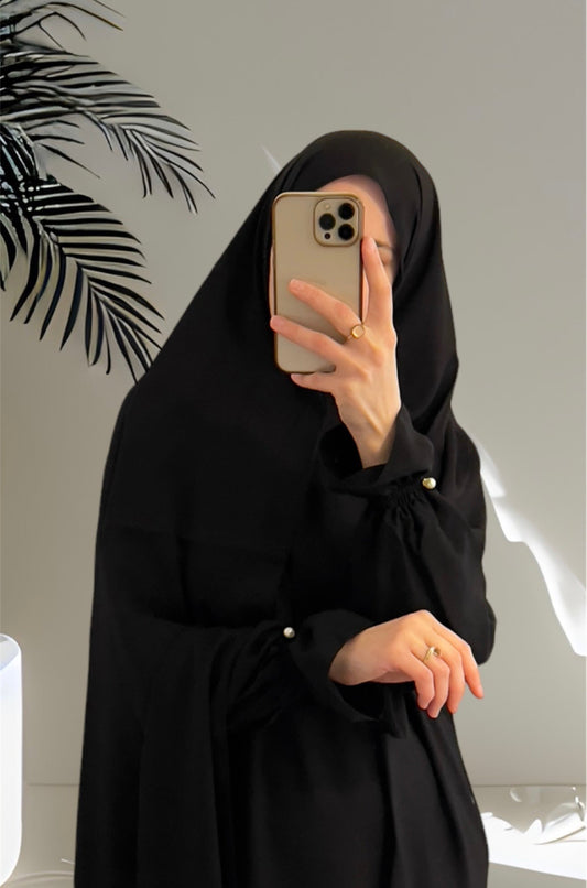Black Prayer Dress with Cotton Lace/ Overhead Abaya / Prayer Abaya Set / Prayer Dress for Woman / Prayer Clothes Muslim / Prayer Gown / Prayer Outfit/ Salah Dress / Namaz Dress