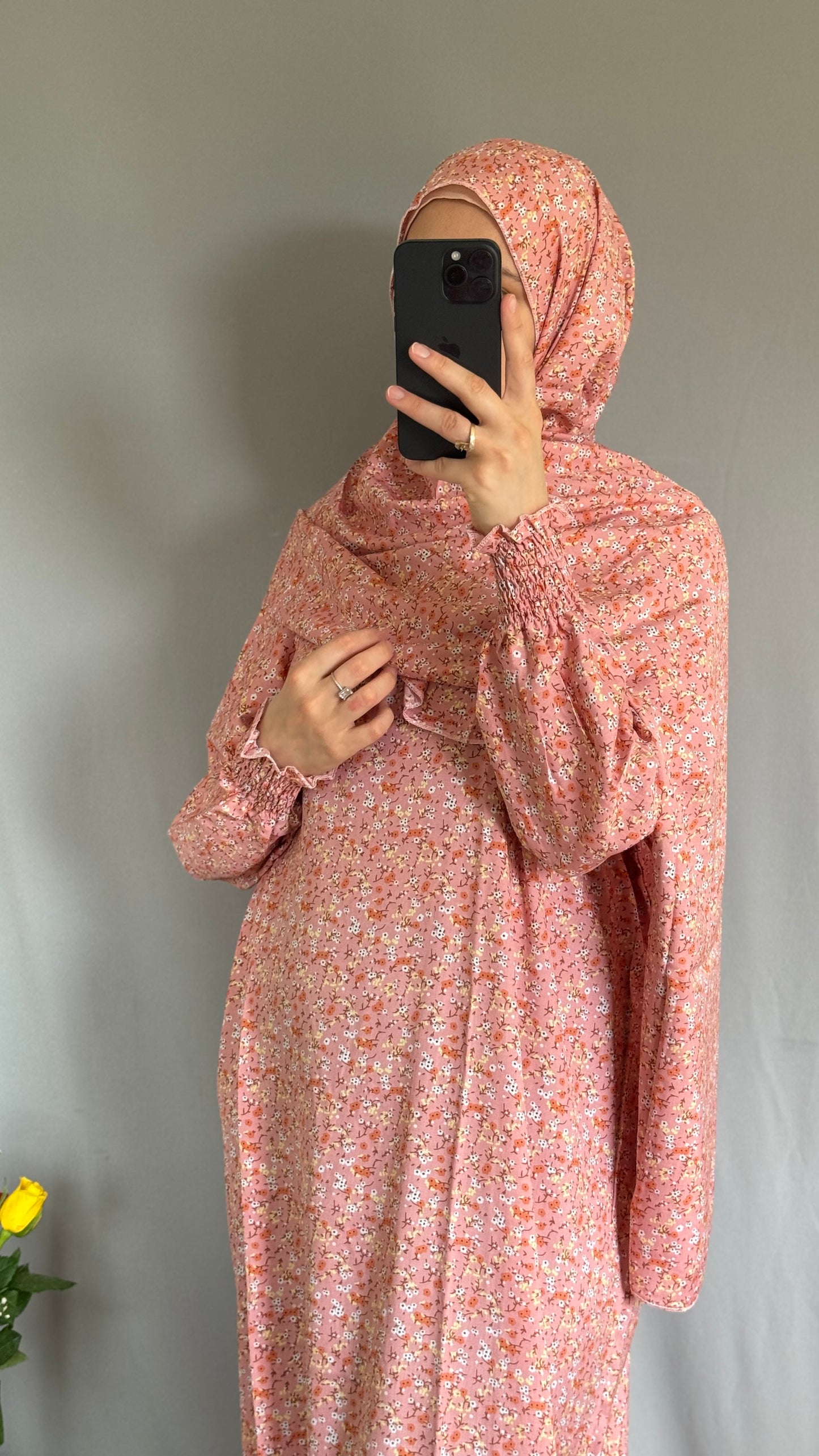Pink Cotton Prayer Dress / muslim one piece prayer garment / Modest prayer outfit / Travel-friendly prayer dress / One-size prayer garmen / Hijab-friendly dress for prayer / Prayer Dress with attached Hijab / Prayer Set