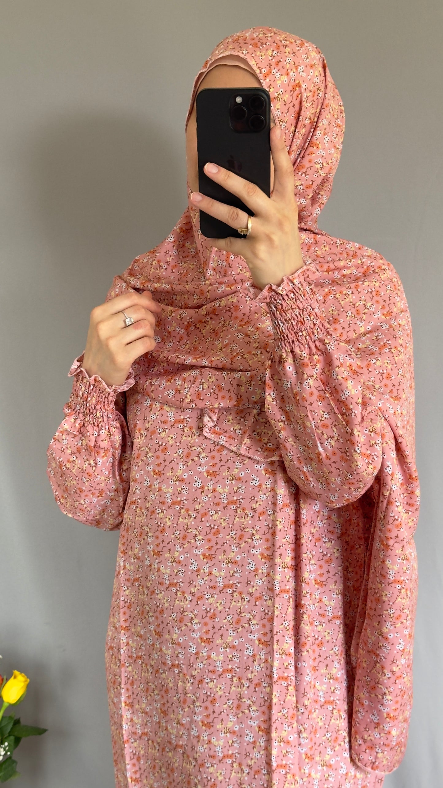 Pink Cotton Prayer Dress / muslim one piece prayer garment / Modest prayer outfit / Travel-friendly prayer dress / One-size prayer garmen / Hijab-friendly dress for prayer / Prayer Dress with attached Hijab / Prayer Set