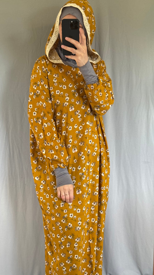Prayer clothing, Yellow Prayer Dress, Muslim Woman Prayer dress, Prayer Abaya, Prayer Jilbab, Eid Gift, Hooded Prayer Dress