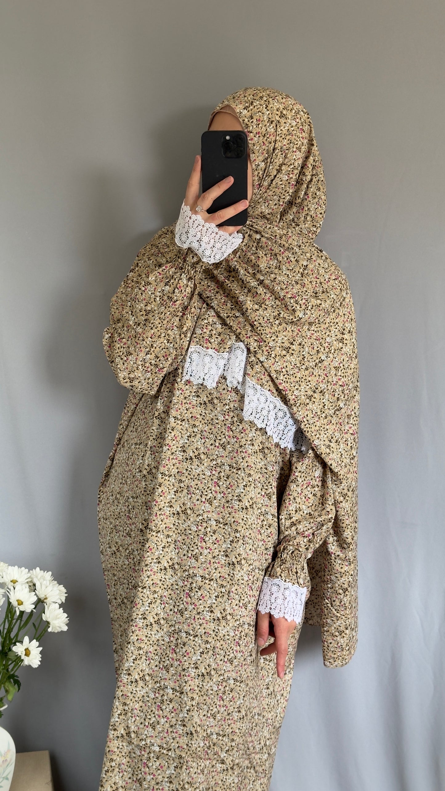 Beige Prayer Dress, Prayer Outfit, Maxi Dress, Khimar, Islamic Dress, Prayer Abaya, Prayer set, Islamic gift, PrayerHijab, Umrah Abaya, Ramadan Abaya, One Size Prayer Dress