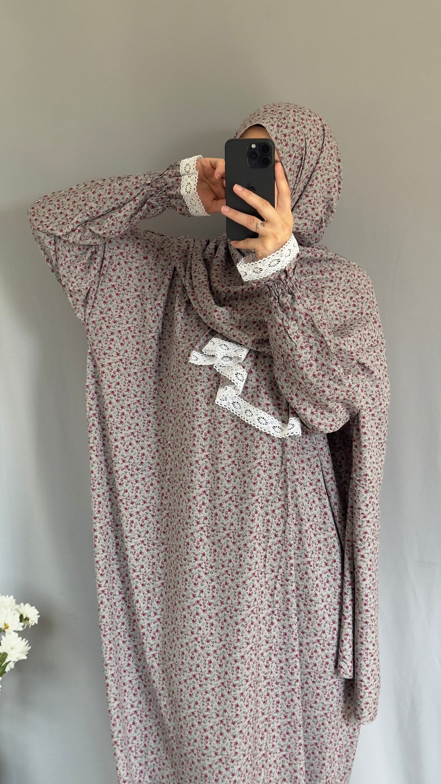 Cotton prayer dress / Modest prayer outfit / Travel-friendly prayer dress / One-size prayer garmen / Hijab-friendly dress for prayer / Prayer Dress with attached Hijab / Prayer Set