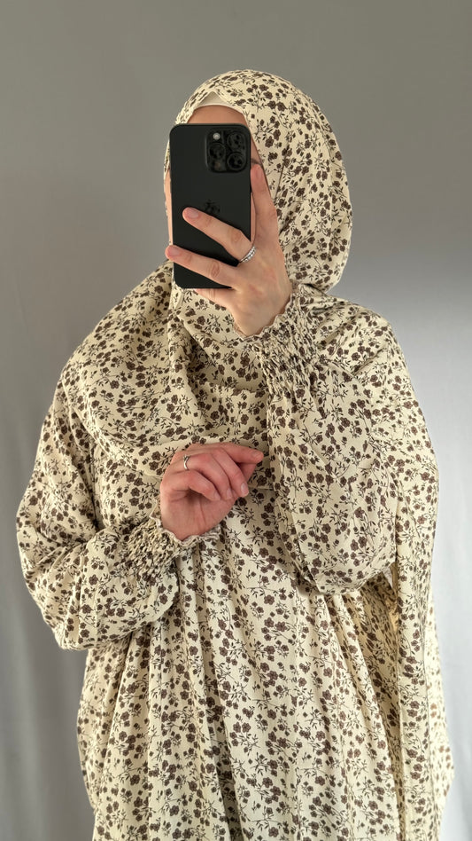 Elegant Beige Prayer Dress, Prayer Outfit, Maxi Dress, Khimar, Islamic Dress, Prayer Abaya, Prayer set, Islamic gift, PrayerHijab, Umrah Abaya, Ramadan Abaya, One Size Prayer Dress