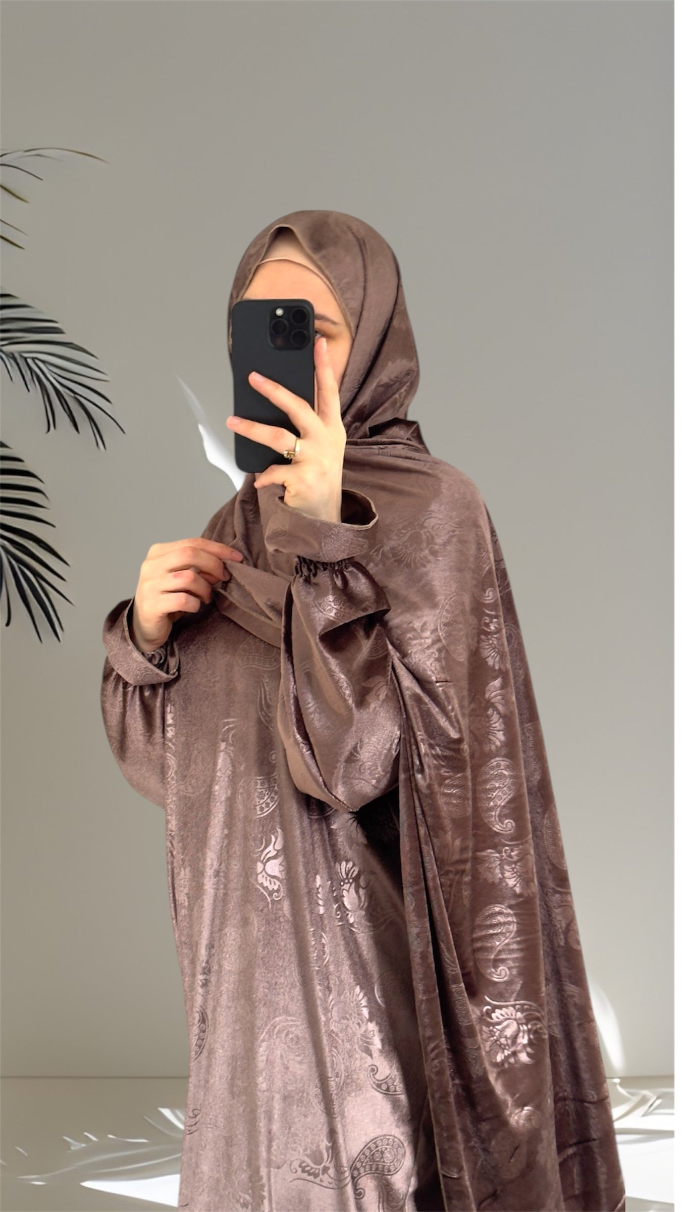 Golden Pink Velvet Warm Prayer Dress, Prayer clothes for women, Islamic Prayer dress, Prayer Outfit, Prayer Set, Prayer Hijab, Salah dress, Islamic Gift, Muslim clothing, Prayer abaya