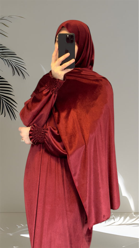 Luxury Velvet Prayer Abaya, Prayer clothes for women, Islamic Prayer dress, Prayer Outfit, Prayer Set, Prayer Hijab, Salah dress, Islamic Gift, Muslim clothing, Prayer abaya
