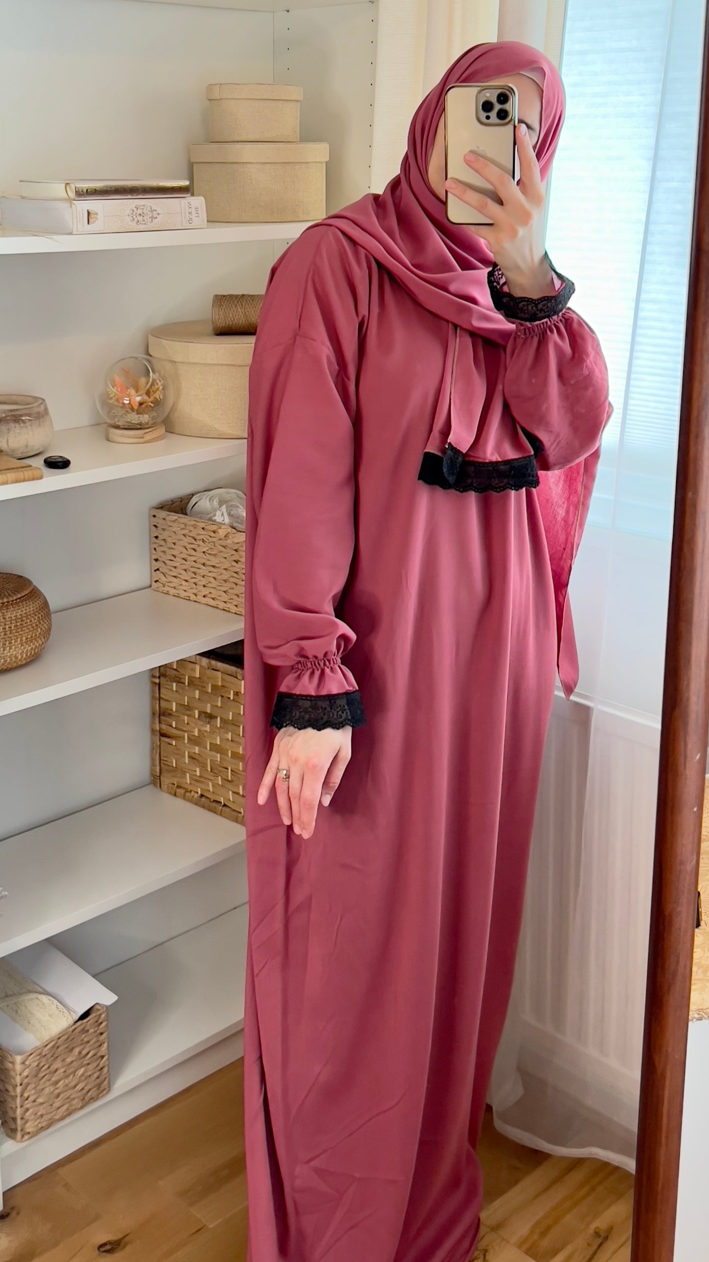 Prayer Clothes, Prayer dress, Prayer Abaya, Prayer gown, Jilbab, Maxi Dress, Prayer Khimar, Salah dress, prayer outfit, Rose red Prayer dress muslim