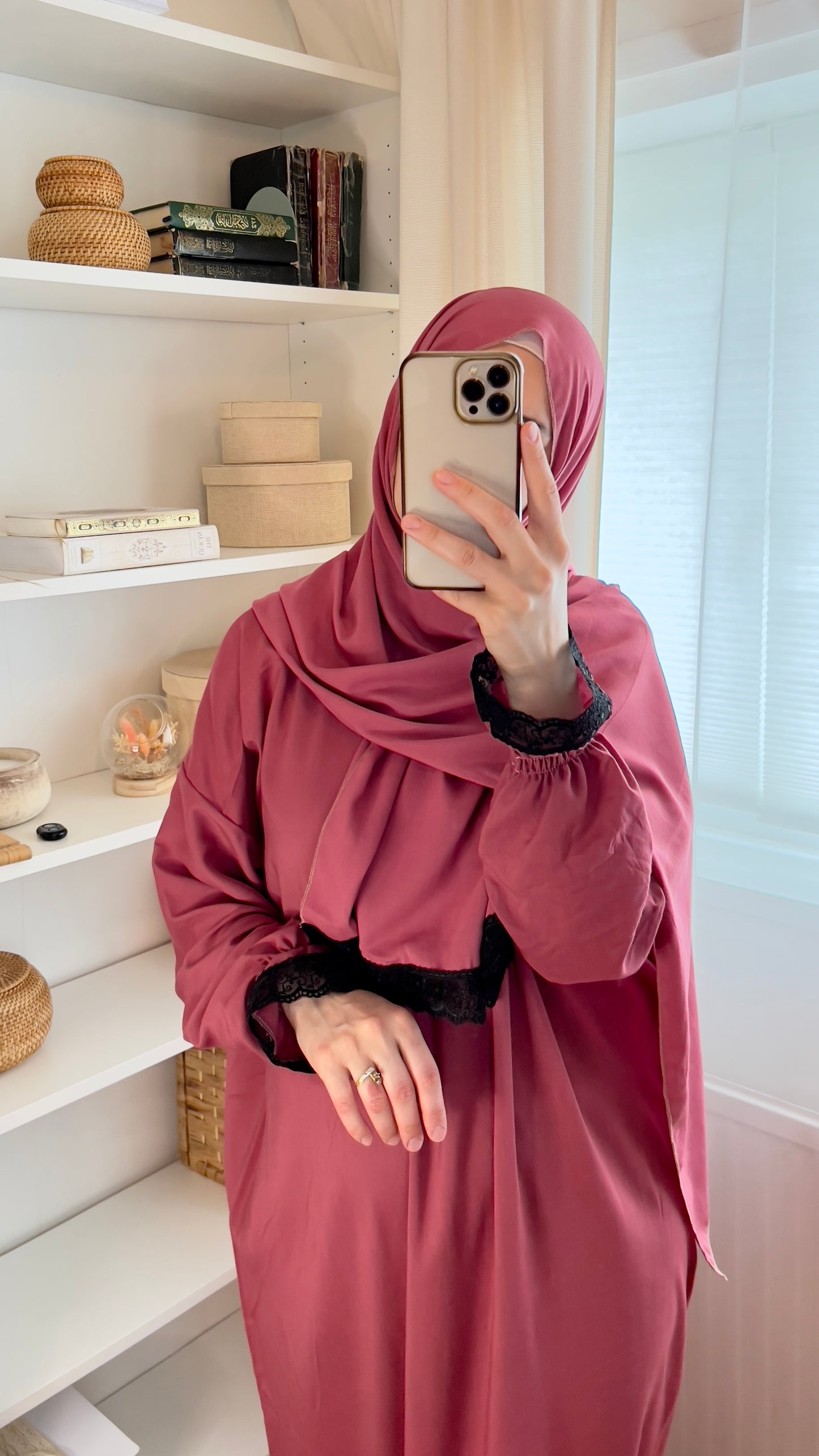 Prayer Clothes, Prayer dress, Prayer Abaya, Prayer gown, Jilbab, Maxi Dress, Prayer Khimar, Salah dress, prayer outfit, Rose red Prayer dress muslim