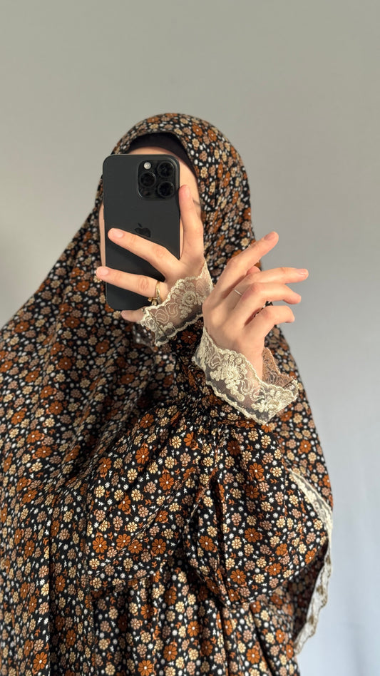 Floral Prayer Dress / Overhead Abaya / Prayer Abaya Set / Prayer Dress for Woman / Prayer Clothes Muslim / Prayer Gown / Prayer Outfit/ Salah Dress / Namaz Dress
