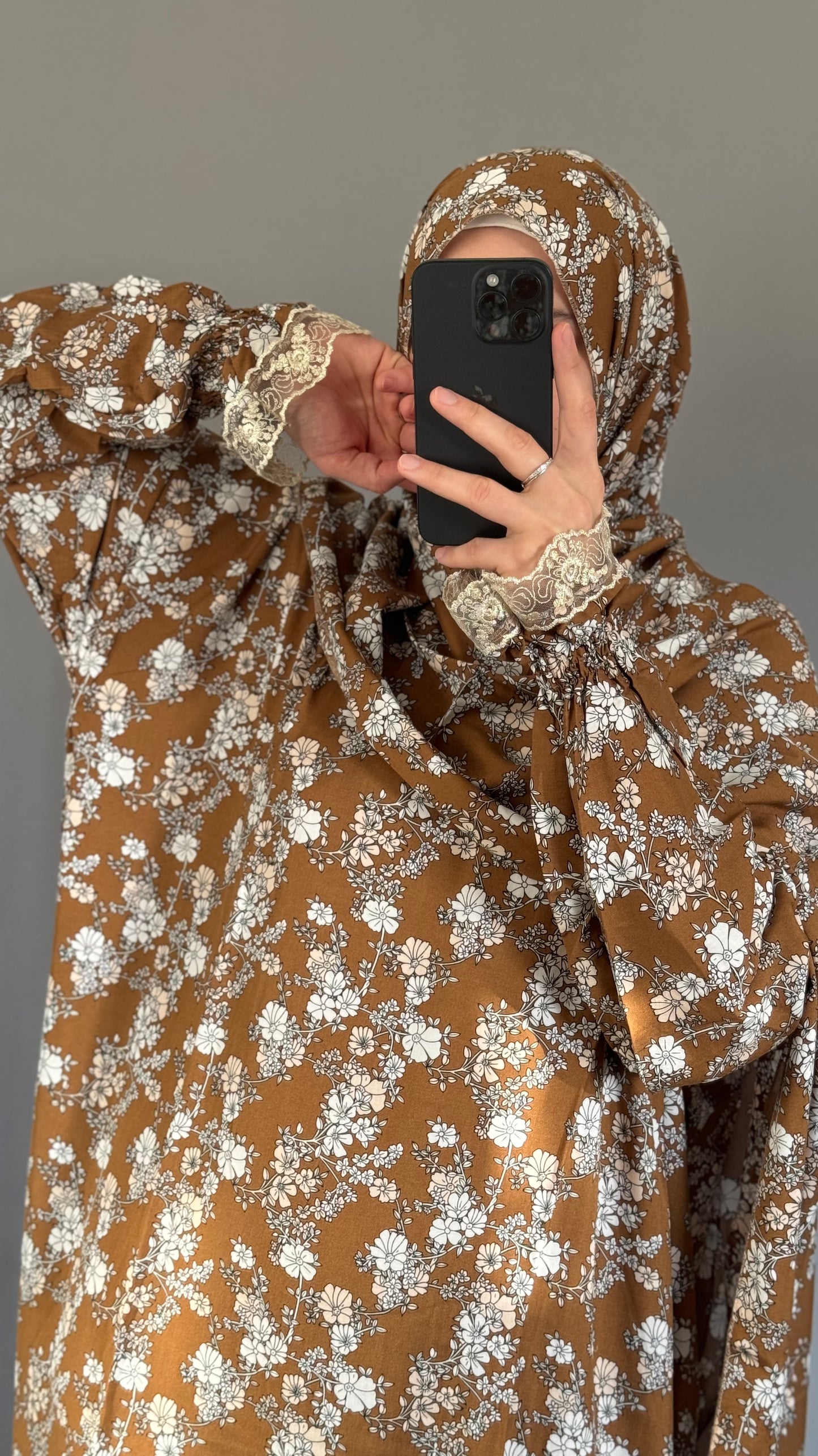 Floral Mustard Prayer Dress / Overhead Abaya / Prayer Abaya Set / Prayer Dress for Woman / Prayer Clothes Muslim / Prayer Gown / Prayer Outfit/ Salah Dress / Namaz Dress