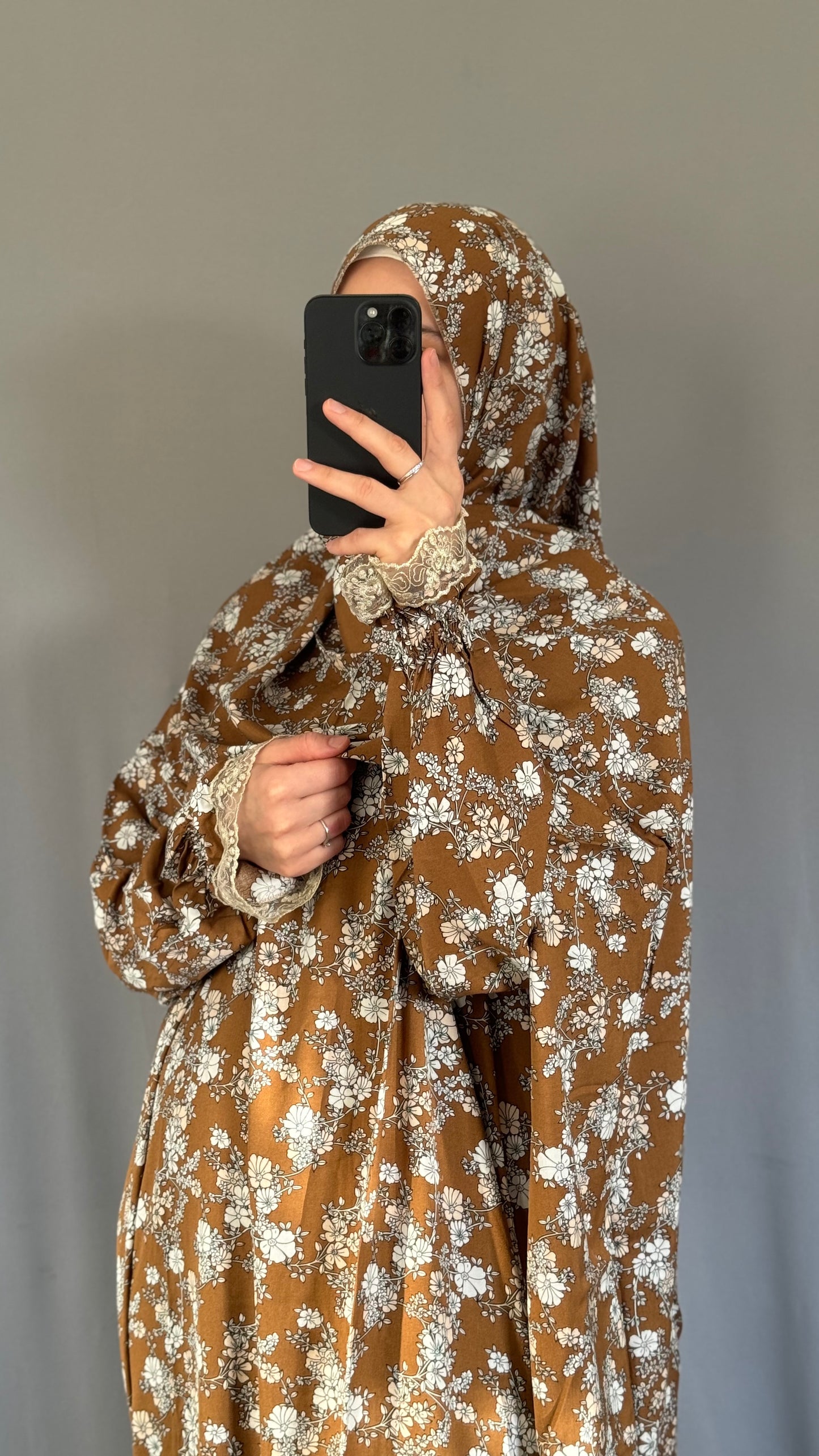 Floral Mustard Prayer Dress / Overhead Abaya / Prayer Abaya Set / Prayer Dress for Woman / Prayer Clothes Muslim / Prayer Gown / Prayer Outfit/ Salah Dress / Namaz Dress
