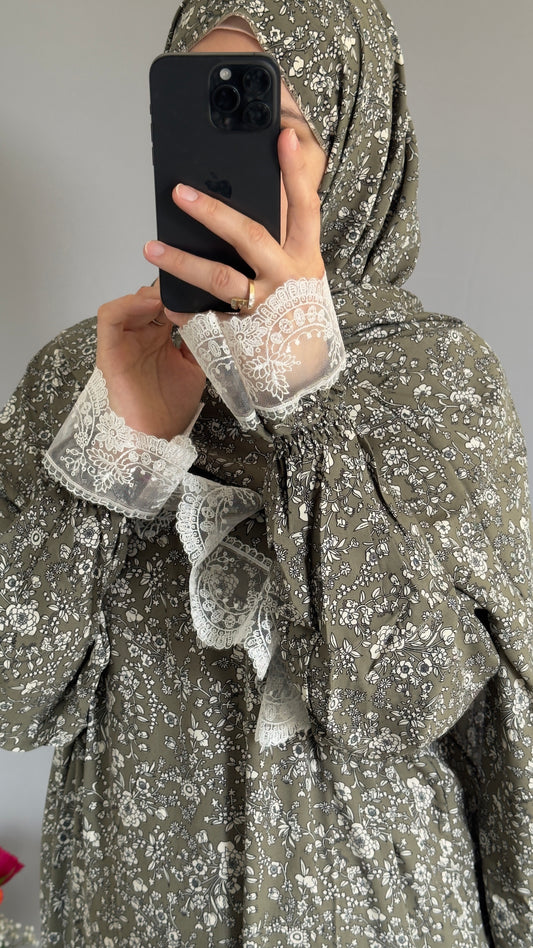 Olive Green Cotton Prayer Dress, Prayer clothes for women, Islamic Prayer dress, Prayer Outfit, Prayer Set, Prayer Hijab, Salah dress, Islamic Gift, Muslim clothing, Prayer abaya