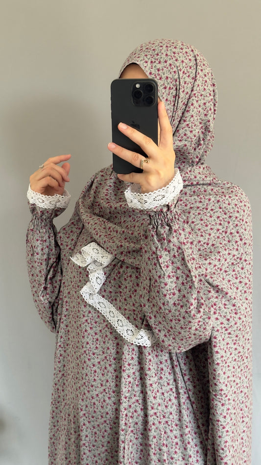 Cotton prayer dress / Modest prayer outfit / Travel-friendly prayer dress / One-size prayer garmen / Hijab-friendly dress for prayer / Prayer Dress with attached Hijab / Prayer Set