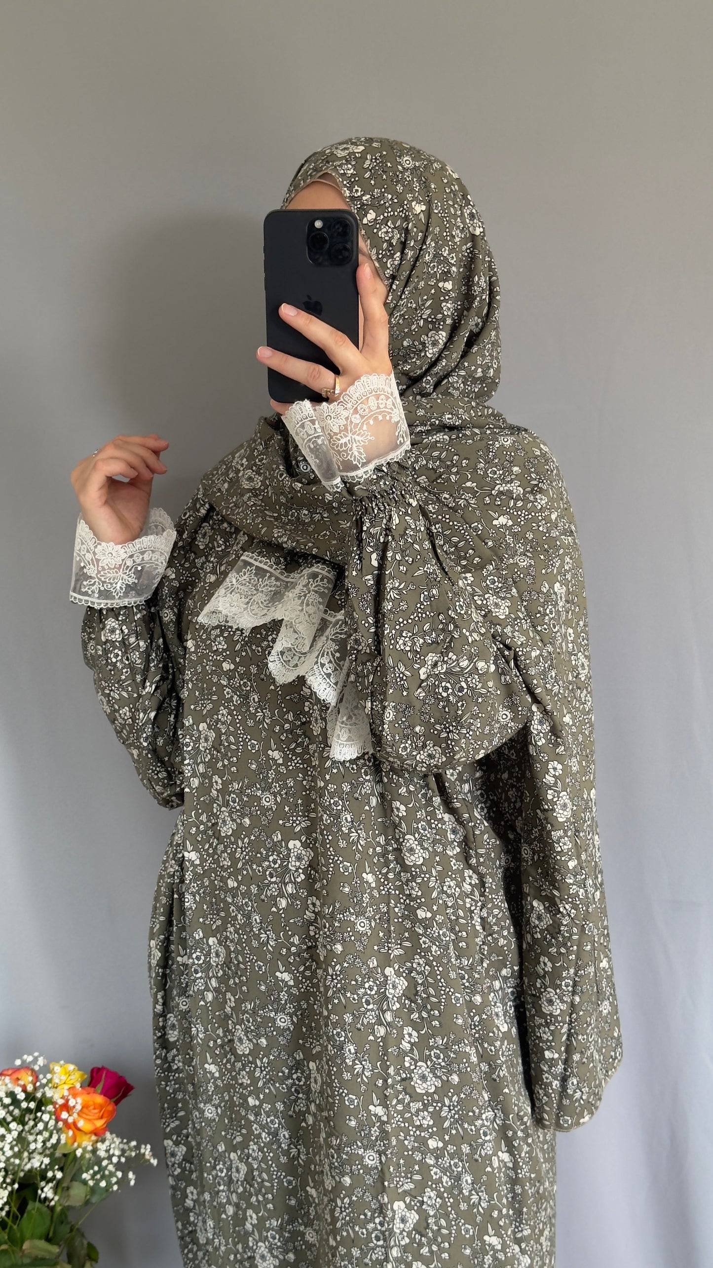 Olive Green Cotton Prayer Dress, Prayer clothes for women, Islamic Prayer dress, Prayer Outfit, Prayer Set, Prayer Hijab, Salah dress, Islamic Gift, Muslim clothing, Prayer abaya