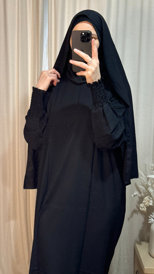 3 in 1 Prayer dress with Built In Jersey Bonnet, Prayer Abaya with integrated Hijab, Salah dress, Prayer set, Prayer outfit,Prayer clothes for women, Islamic Prayer dress, Ramadan Abaya