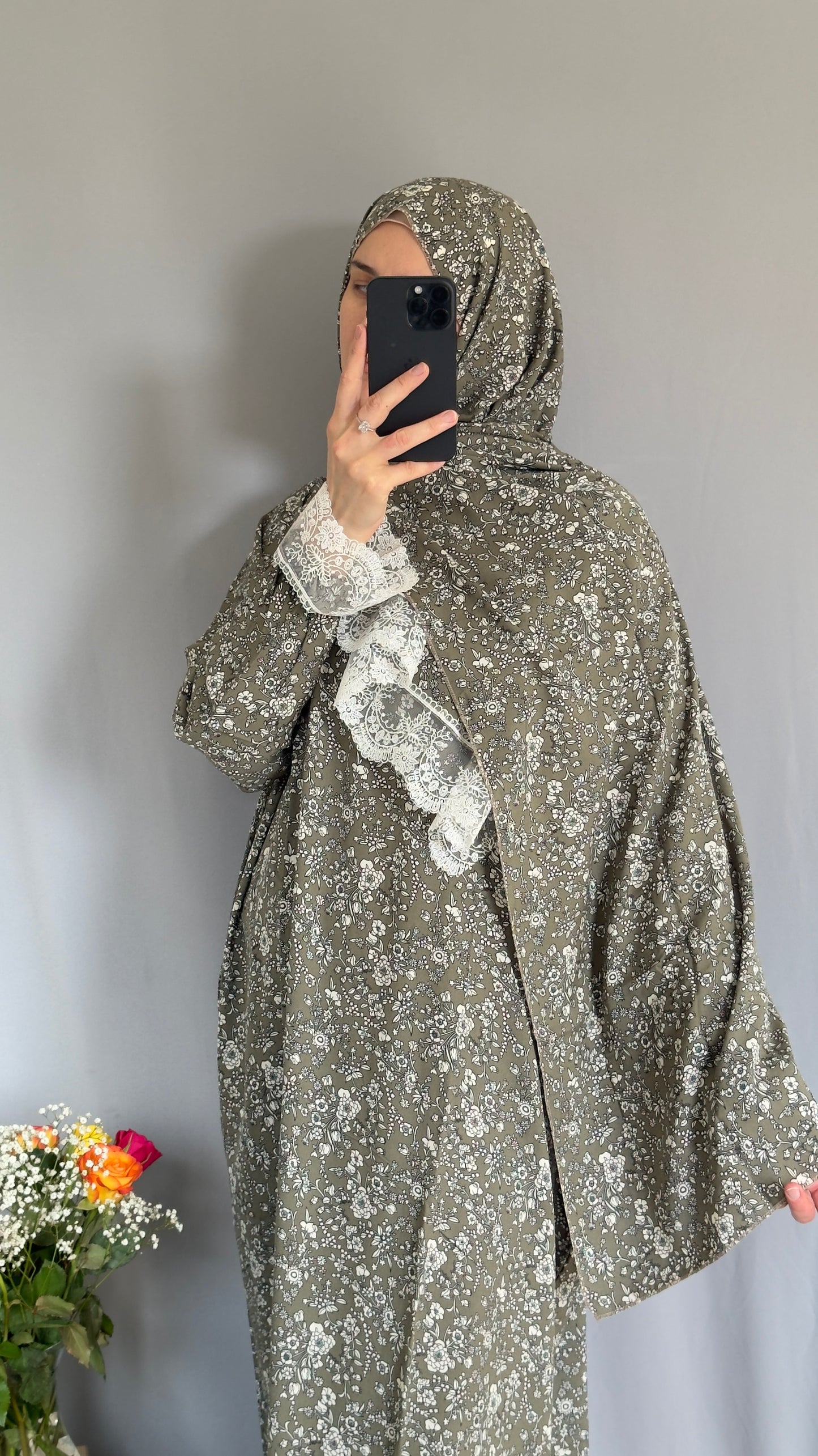 Olive Green Cotton Prayer Dress, Prayer clothes for women, Islamic Prayer dress, Prayer Outfit, Prayer Set, Prayer Hijab, Salah dress, Islamic Gift, Muslim clothing, Prayer abaya