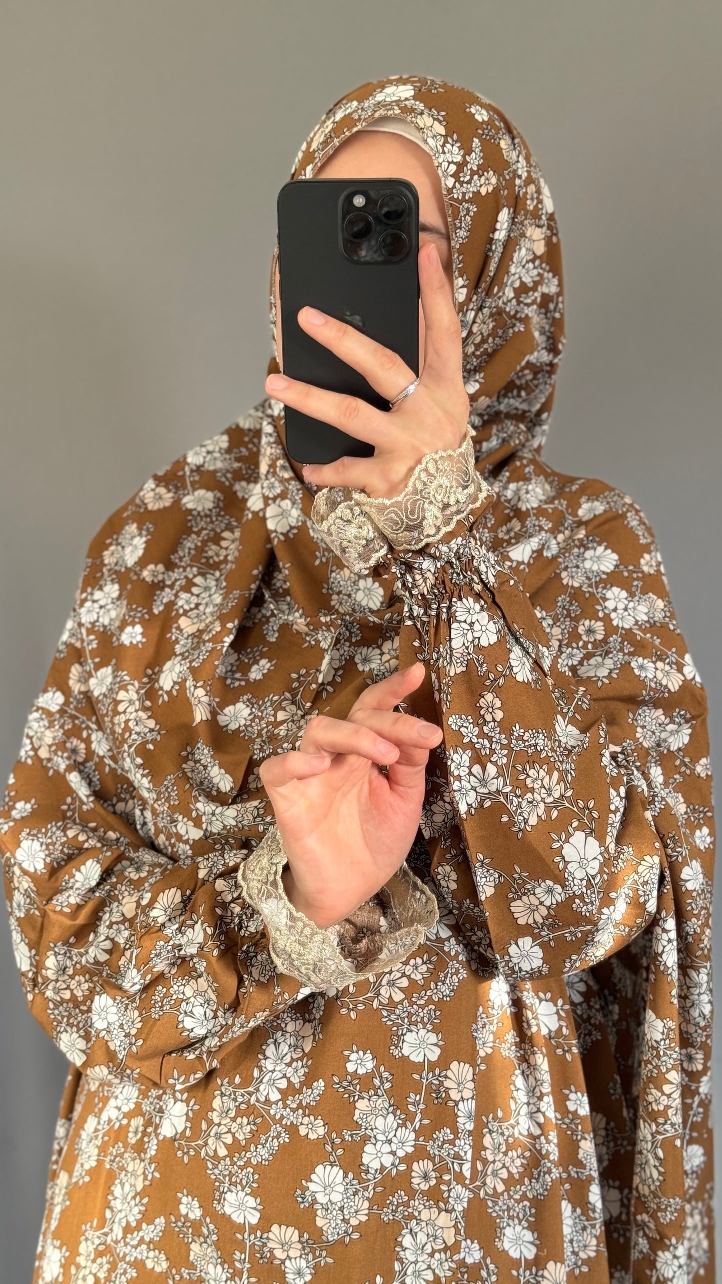 Floral Mustard Prayer Dress / Overhead Abaya / Prayer Abaya Set / Prayer Dress for Woman / Prayer Clothes Muslim / Prayer Gown / Prayer Outfit/ Salah Dress / Namaz Dress